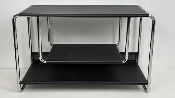 Image 1 of Vintage zwart metaal Habitat LP audiomeubel chroom buisframe
