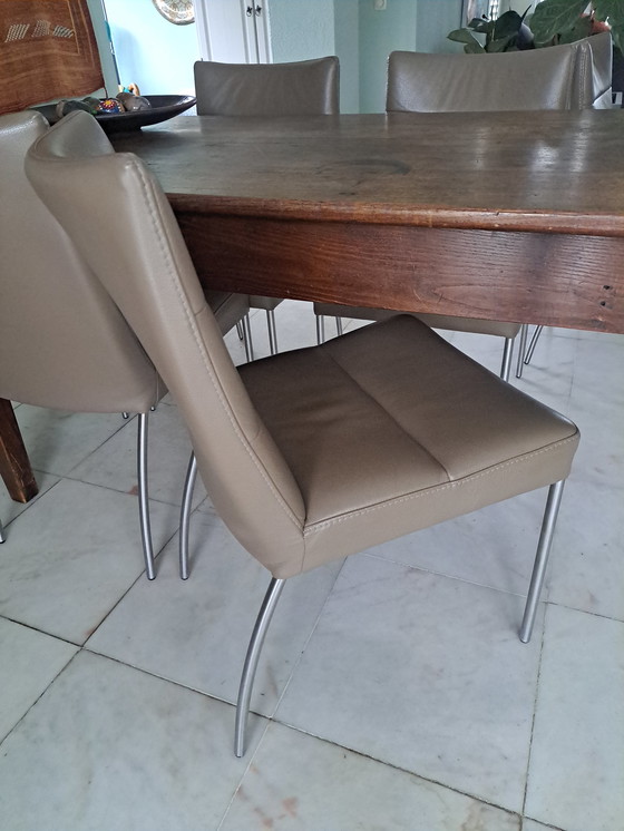 Image 1 of 6 sedie da pranzo in pelle di Bert Plantagie