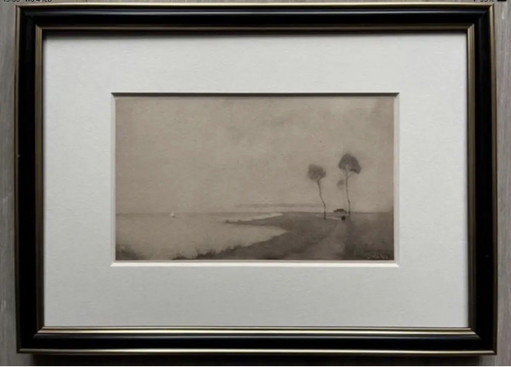 Jan Mankes 1889-1920 / Paisaje acuático en heliograbado original 1922