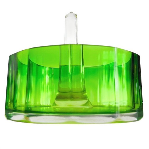 Porte-bagues ancien Art Déco en cristal vert facetté Baccarat années 1930