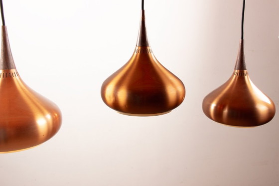 Image 1 of Grande triple suspension Danoise en métal et Palissandre, édition ancienne, modèle Orient, par Jo Hammerborg pour Fog & Mørup 19