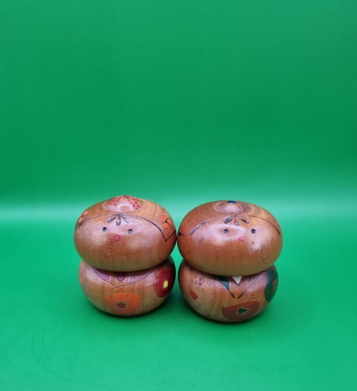 Vintage Kokeshi Paar von Takeda Masashi (1930-2015)