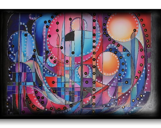 Cubisme A1400 - peinture sur toile XXL 107x167cm