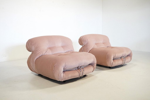 Pair of Early “Soriana” Lounge Chairs by Afra and Tobia Scarpa for Cassina, Italy 1970s