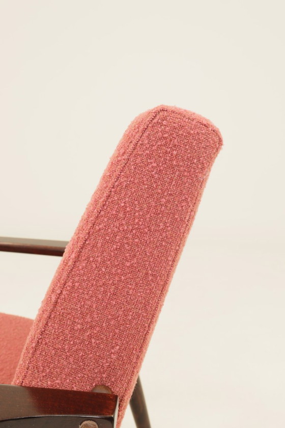 Image 1 of Mid century modern armchair rapshberry bouclé design by H.Lis 