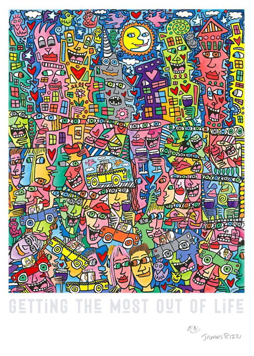 James Rizzi „Das Beste aus dem Leben machen“ – Poster 70 x 100 cm