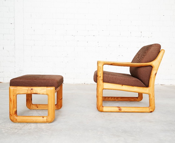 Fauteuil et tabouret en pin de style danois moderne par C. F. C. Silkeborg – Wood (photo 3 of 20)