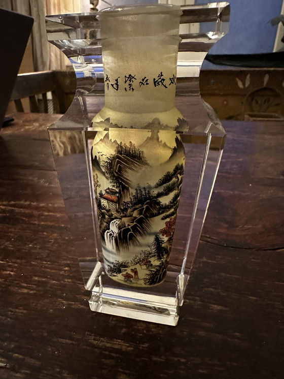 Image 1 of Vintage Chinese 'Double' Glass Vase