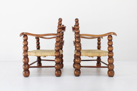 Image 1 of Fauteuils vintage en fuseau Charles Dudouyt 1940s