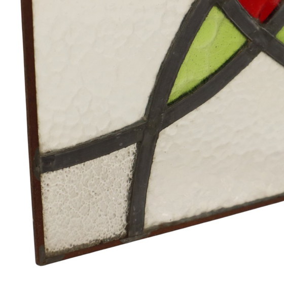 Art Deco Glasraam Glas in Lood Geometrisch 25x25cm – Decoratieve objecten (photo 10 of 11)