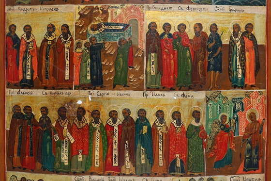 Image 1 of Icona religiosa russa Menaion del XIX secolo, Santi del mese di marzo