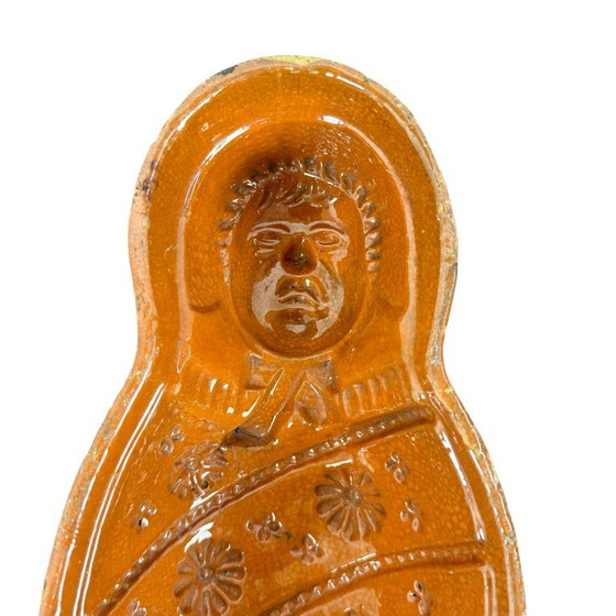 Antique French Terracotta Baby Cake & Pâté Mold Yellow, Decorative Objects, Ceramic, Orange (photo 5 of 7)