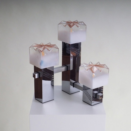 Image 1 of Tafellamp met Murano glazen kappen van Gaetano Sciolari