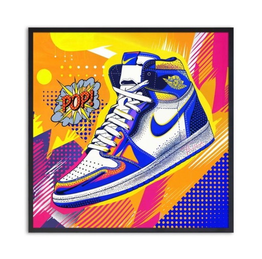 Treize : Nike Jordan par Roy Lichtenstein. Signé à la main et numéroté 6/10. Cadre en bois inclus. En excellent état.