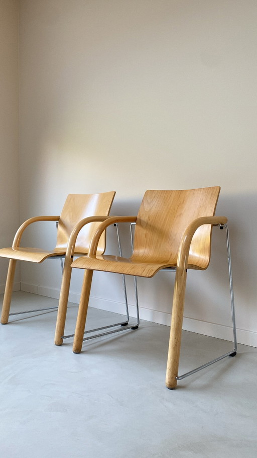 Twee Houten Thonet Stoelen – eetkamerstoelen, Wood, Vintage (photo 2 of 9)