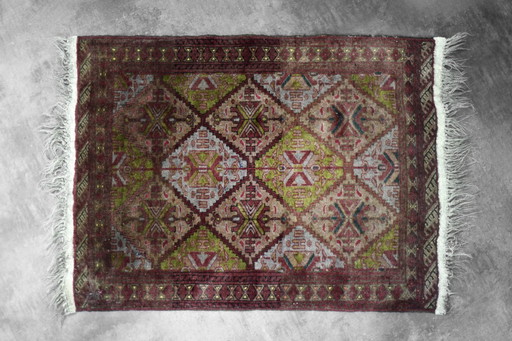 Vintage Hand-Woven Oriental Turkmen Ersari Rug, 1950s