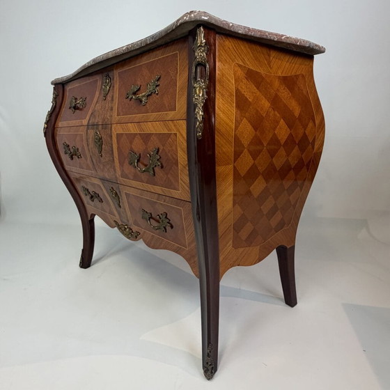 Bombé chest of drawers in the Louis XV style, Marble, Wood, Red (photo 14 of 22)