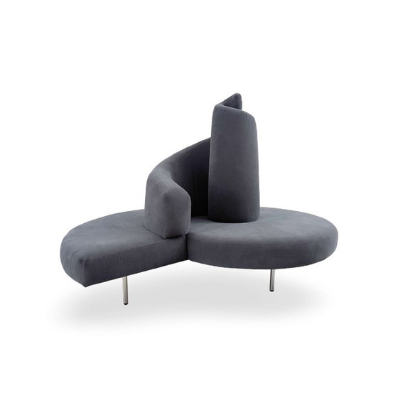 Original Edra Tatlin Designer Sofa grau Cananzi Semprini, 2 Sitzer Sofas, Stoff (Foto 3 von 8)