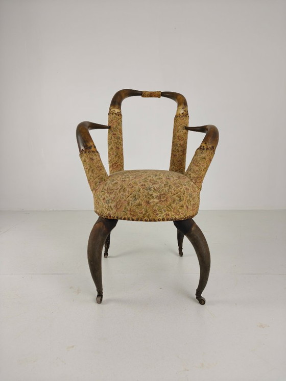 Rare fauteuil à cornes de taureau du XIXe siècle, très décoratif (1870) – Other (photo 2 of 15)