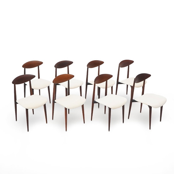 Image 1 of 8 chaises en teck et velours par Amma, 1960s