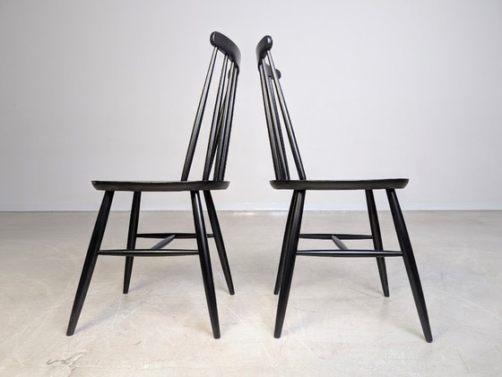 Image 1 of 2er Set Midcentury Stuhl Ilmari Tapiovaara Vintage Holzsprossen schwarz