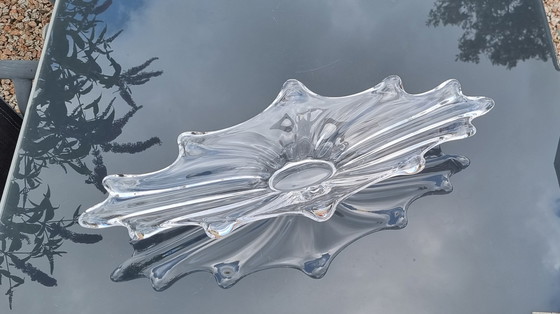 Image 1 of Art Vannes designer Pierre d'Avesn vintage signed French crystal bowl, 1960s