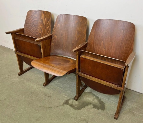 Image 1 of Vintage 3-zits bioscoopbank van Ton, jaren 60