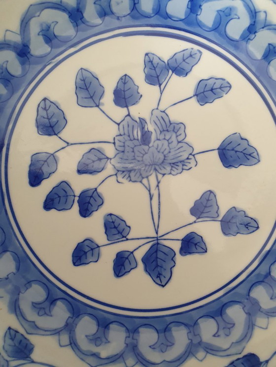 Image 1 of Magnifique bol ancien bleu et blanc, peint à la main