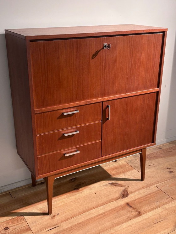Image 1 of Vintage secretaire in teak, midboard sixties