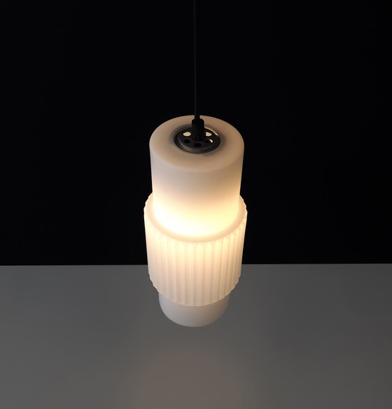 Image 1 of Vintage melkglas hanglampje, mcm lamp, minimalistisch hallampje