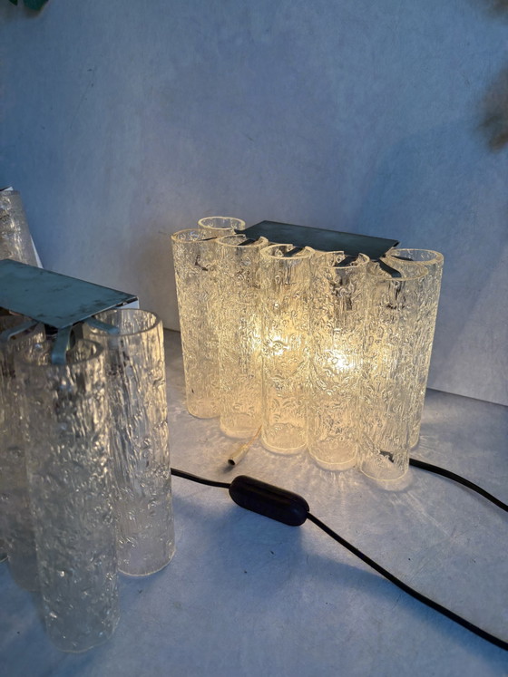 Image 1 of Ensemble d'appliques vintage Doria Leuchten, tubes en verre glacé, 1960