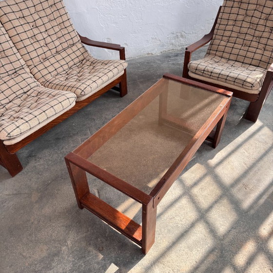 Image 1 of Salotto vintage con tavolino da caffè e motivo scozzese ungherese, anni '70