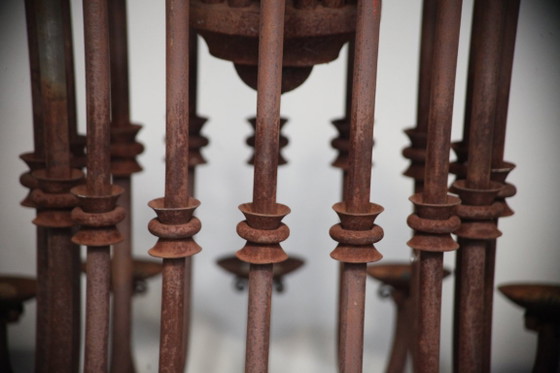 Image 1 of Monumental Antique 16-Arm Candle Chandelier