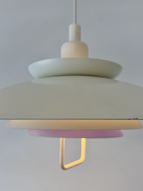 Lampada a sospensione vintage Form-Light bianco & blu cobalto – Danimarca, anni '70 – form light (photo 13 of 15)