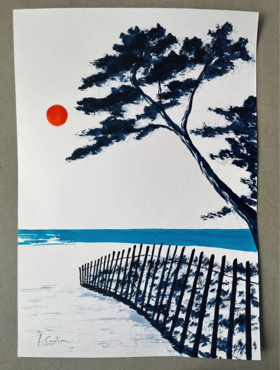 Image 1 of Tinta sobre papel, enmarcada, 30x21cm.