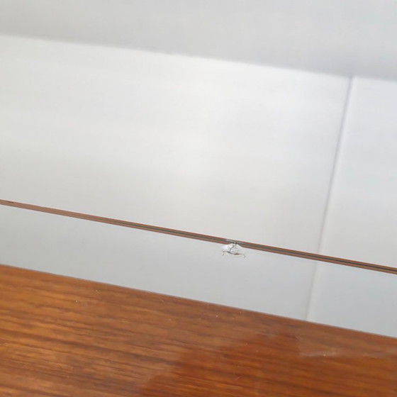 Image 1 of Vintage salontafel uit de jaren 60 van verchroomd staal met teakfineer en glazen blad. DLG Belgo Chrome