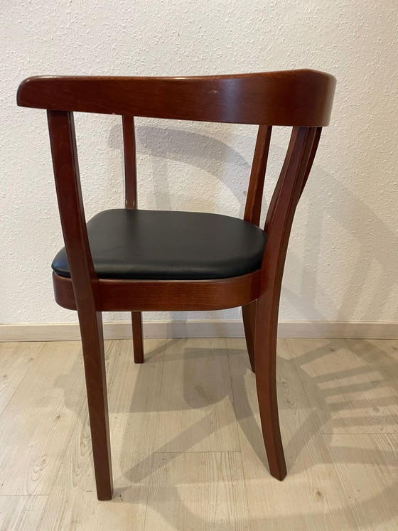 Set 4x Stoelcker Stuhl Modell 3579 Armlehnstuhl mit Lederauflage – Beistellstühle, Wood (photo 4 of 5)