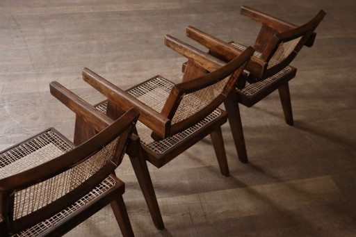 Set van 8 Pierre Jeanneret bureaustoelen van riet, India, jaren 1950. – eetkamerstoelen, Wood (photo 2 of 20)
