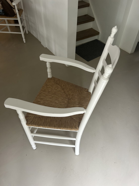 Image 1 of Sedie da tavolo da pranzo con seduta in paglia / rivestimento in canne / pomello