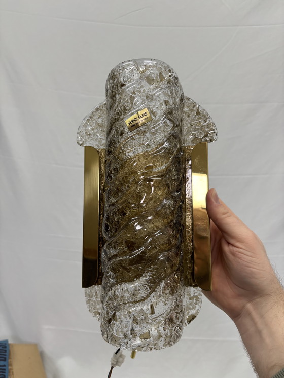 Image 1 of Ensemble vintage de lampes murales en verre de Murano et laiton Kaiser Leuchten