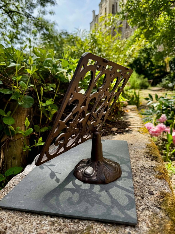 Art Nouveau wrought iron magazine rack lectern (photo 6 of 9)