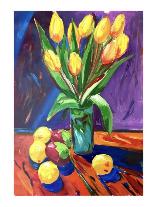 Les tulipes - Belle peinture de 70x100 cm