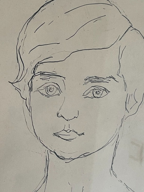 Marcel Dumont – Ritratto di bambino – Inchiostro su carta - 45 cm – Dipinti e disegni, Glass (photo 3 of 8)