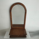 Specchio da parete vintage in legno di quercia con cassetto