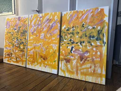 Zeldzaam drieluik eerbetoon aan Joan Mitchell - Zonder titel (1979) - Main de l'École du Louvre