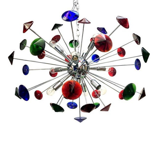 Italian Handmade Murano Glass Multicolor Sputnik Chandelier