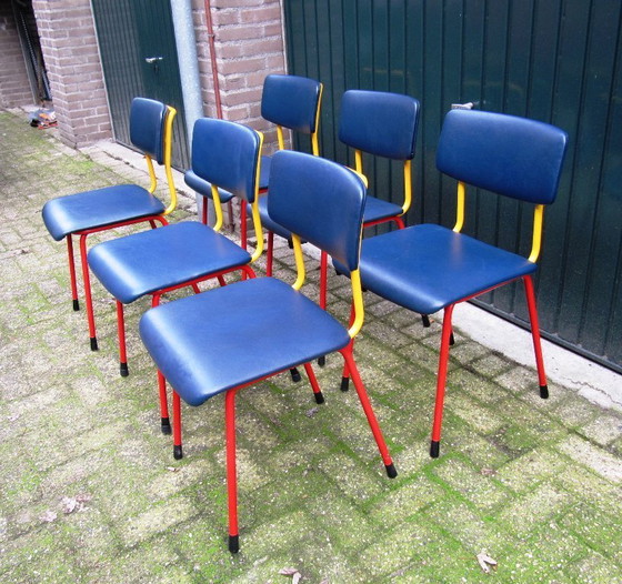 Image 1 of 4x Gispen tube chairs, model 1231, circa 1960s
