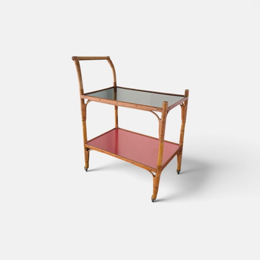 Chariot, Desserte à café, Années 50, Bambou