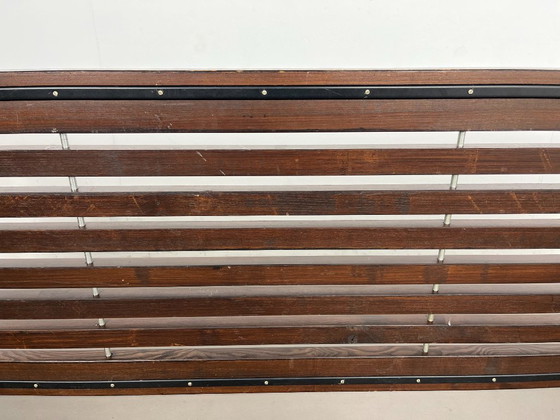 Slat bench by Walter Antonis for 't Spectrum, 1970s, Benches, Wood, Iron, Brown (photo 6 of 6)