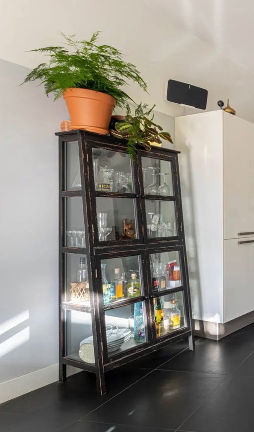 Vintage-look glass cabinet. A real gem.